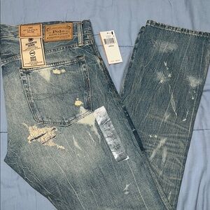 Polo by Ralph Lauren Men's Distressed Blue Jeans